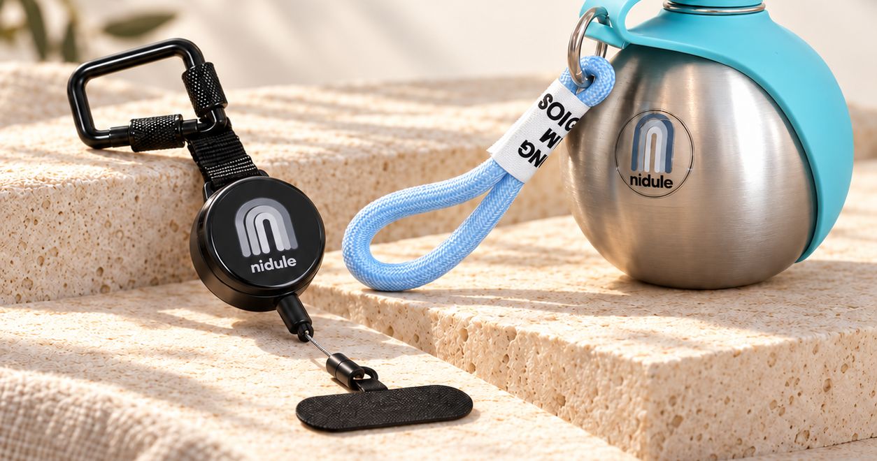 Nidule anti-theft phone tether and portable dog water bottle